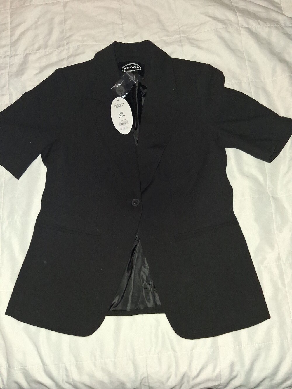 Scoop Women's Short Sleeve Boxy Blazer - Black - XS (0-2)